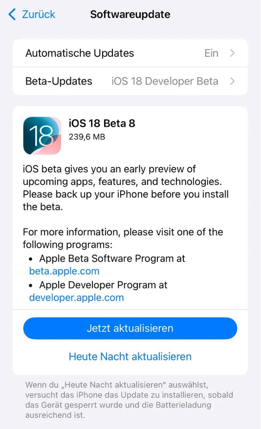 岳口镇苹果手机维修分享苹果 iOS / iPadOS 18 开发者预览版 Beta 8 发布 